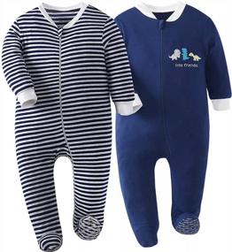img 4 attached to Comfortable And Stylish Baby Footed Pajamas For Boys And Girls - Long Sleeve Cotton Toddler Onesies