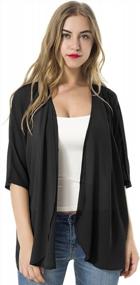 img 4 attached to Women'S 3/4 Sleeve Chiffon Blouse Kimono Cardigan Breathable Thin Loose Casual