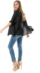 img 1 attached to Women'S 3/4 Sleeve Chiffon Blouse Kimono Cardigan Breathable Thin Loose Casual