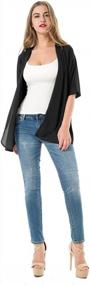 img 3 attached to Women'S 3/4 Sleeve Chiffon Blouse Kimono Cardigan Breathable Thin Loose Casual