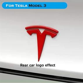 img 1 attached to YHCDSEA Model 3 Steering Wheel/Front Trunk/Rear Trunk Logo Cover Sticker Badge Decals 3Pcs/Set For Fit Tesla Model 3 Emblem Accessories (Red)