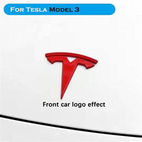 img 3 attached to YHCDSEA Model 3 Steering Wheel/Front Trunk/Rear Trunk Logo Cover Sticker Badge Decals 3Pcs/Set For Fit Tesla Model 3 Emblem Accessories (Red)