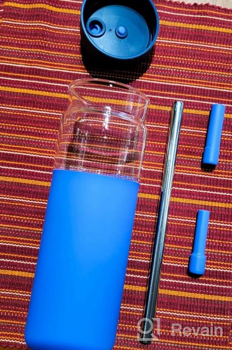 img 1 attached to Tronco Glass Tumbler With Silicone Lid And Stainless Steel Straw, 20Oz Durable Glass Drinking Tumblers With Silicone Sleeve, Perfect For Juices, Water, Beverages, BPA Free review by Jason Burnside