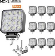 🔦 woku led work light 4 inch - 10 pack of 48w, 3500lm square waterproof flood beam leds for off-road driving fog lights - atv, suv, utv, truck friendly - 2 year warranty логотип