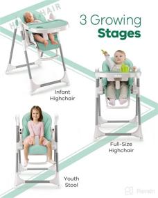 img 2 attached to 🪑 HEAO Baby High Chair - 360° Rotating Wheels, Green, 7 Heights Adjustable, 5 Positions Recline, Foldable - High Chairs for Babies and Toddlers