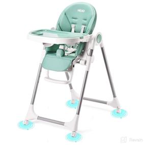 img 4 attached to 🪑 HEAO Baby High Chair - 360° Rotating Wheels, Green, 7 Heights Adjustable, 5 Positions Recline, Foldable - High Chairs for Babies and Toddlers