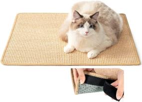 img 4 attached to 🐱 ChicWow Cat Scratcher: Floor & Wall Saver, Sisal Fabric Scratching Pad with Adhesive Loop Tape - 23.6 X 15.7 In