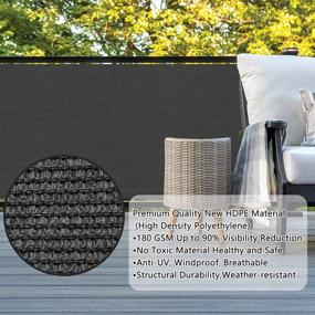 img 3 attached to SUNLAX 3'X16' Dark Grey Balcony Privacy Screen Fence Windscreen Cover Fabric Shade Netting Mesh Cloth With Grommets UV Protection For Patio, Backyard, Porch, Railing Shield 90%