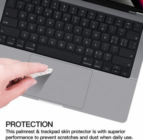 img 1 attached to F FORITO Palm Rest Cover Skin With Trackpad Protector Compatible With MacBook Pro 14 Inch Model A2442 M1 Pro/M1 Max With Touch ID (Silver)