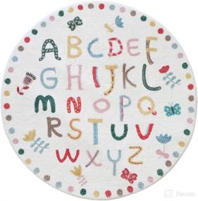 img 3 attached to 🧸 ABC Kids Play Mat Baby Nursery Rug Round Educational Alphabet Soft Area Rug 47.2 Inch Non-Slip for Children Toddlers Bedroom, ABC Letters