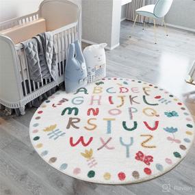 img 1 attached to 🧸 ABC Kids Play Mat Baby Nursery Rug Round Educational Alphabet Soft Area Rug 47.2 Inch Non-Slip for Children Toddlers Bedroom, ABC Letters