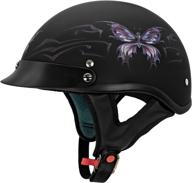 🦋 vcan intricate butterfly cruiser half helmet for motorcycles logo