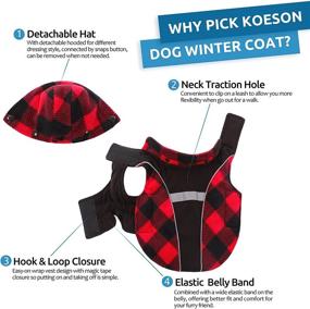 img 2 attached to 🐾 Windproof Dog Winter Coat – KOESON Plaid Reflective Cold Weather Coat with Detachable Hood for Winter Sports – XL Red – Ideal Pet Outdoor Apparel for Small, Medium & Large Dogs