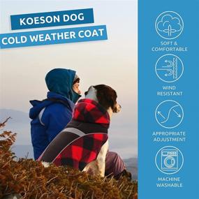 img 3 attached to 🐾 Windproof Dog Winter Coat – KOESON Plaid Reflective Cold Weather Coat with Detachable Hood for Winter Sports – XL Red – Ideal Pet Outdoor Apparel for Small, Medium & Large Dogs