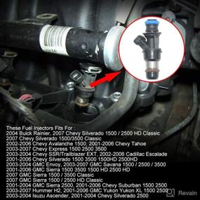 img 3 attached to 🚗 8pcs Fuel Injector with 2 Holes for Buick Cadillac, Escalade Chevy Silverado Express, Suburban, Tahoe, SSR, GMC Envoy, Sierra, Savana, Yukon, Hummer, Isuzu, 4.8 5.3 6.0 Part# 17113698 17113553 FJ10062