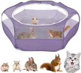 img 4 attached to 🏕️ VavoPaw Small Animals Playpen, Waterproof Breathable Indoor Pet Cage Tent with Zipper Cover, Portable Outdoor Exercise Yard Fence - Ideal for Kitten, Hamster, Bunny, Squirrel, Guinea Pig, Hedgehog - Purple