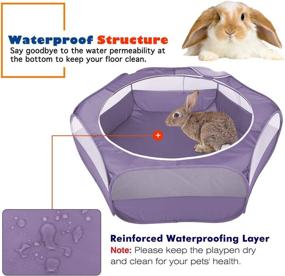 img 1 attached to 🏕️ VavoPaw Small Animals Playpen, Waterproof Breathable Indoor Pet Cage Tent with Zipper Cover, Portable Outdoor Exercise Yard Fence - Ideal for Kitten, Hamster, Bunny, Squirrel, Guinea Pig, Hedgehog - Purple