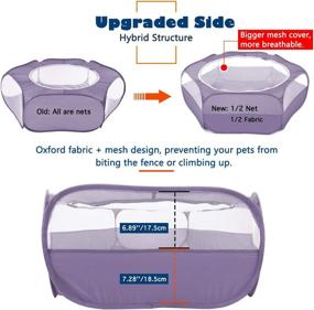 img 3 attached to 🏕️ VavoPaw Small Animals Playpen, Waterproof Breathable Indoor Pet Cage Tent with Zipper Cover, Portable Outdoor Exercise Yard Fence - Ideal for Kitten, Hamster, Bunny, Squirrel, Guinea Pig, Hedgehog - Purple