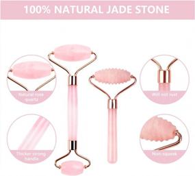 img 1 attached to 3-In-1 Deciniee Jade Roller And Gua Sha Facial Massager Tool Set - 100% Natural Rose Quartz For Face, Eyes & Neck.