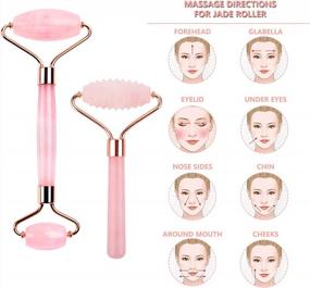 img 3 attached to 3-In-1 Deciniee Jade Roller And Gua Sha Facial Massager Tool Set - 100% Natural Rose Quartz For Face, Eyes & Neck.