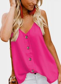 img 3 attached to Chic And Comfortable: BLENCOT Women'S Loose Strappy Tank Tops With Button-Down V Neck