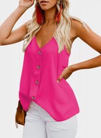 img 2 attached to Chic And Comfortable: BLENCOT Women'S Loose Strappy Tank Tops With Button-Down V Neck