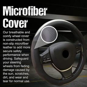 img 1 attached to 🚗 ANDALUS Microfiber Steering Wheel Cover for Car - Universal 15" Size - Black Gray Design - Ideal Car Accessories for Men and Women- Fits Honda, Ford, Toyota, Nissan & More