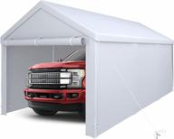 yitahome heavy duty 10x20 ft galvanized frame carport with removable sidewalls - portable garage tent for car, boat or shelter, in white color logo