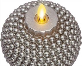 img 2 attached to Set Of 2 Luminara Flameless Moving Flame Candle Ornaments - Silver (3.5" X 4.25") With Remote Control - Unscented Real Wax Embossed Pearl Metallic Paint Finish