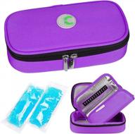 youshares insulin cooler travel case - medication diabetic insulated organizer portable cooling bag for insulin pen and diabetic supplies with 2 cooler ice pack (purple) logo