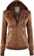 mbj women's faux leather motorcycle jacket with hoodie: stylish and durable by johnny logo