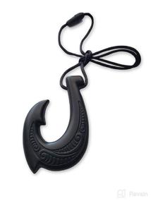 img 4 attached to Black Fish Hook Silicone Necklace