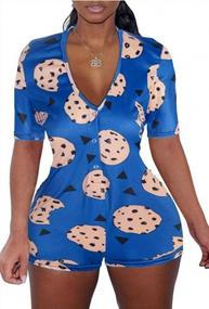 img 3 attached to Sexy Plus Size Onesies For Women: Bodycon Jumpsuit Pajamas With Shorts