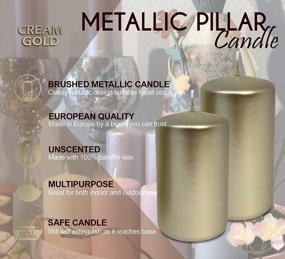 img 2 attached to Hyoola Metallic Pillar Candles - 6 Pack - Cream Gold Pillar Candles - European Made Decorative Pillar Candles - 2.4 Inch X 4 Inch