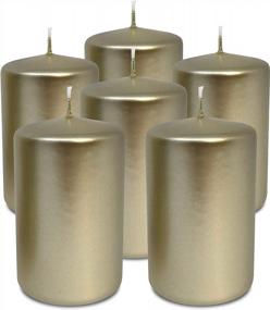 img 4 attached to Hyoola Metallic Pillar Candles - 6 Pack - Cream Gold Pillar Candles - European Made Decorative Pillar Candles - 2.4 Inch X 4 Inch