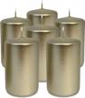 hyoola metallic pillar candles - 6 pack - cream gold pillar candles - european made decorative pillar candles - 2.4 inch x 4 inch logo