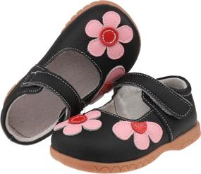 img 1 attached to 👸 Stylish and Comfy Femizee Leather Design Princess Toddler Girls' Flat Shoes