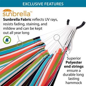 img 3 attached to 450 Lb Capacity Vivere Double Sunbrella Hammock With Space Saving Steel Stand - Carousel Confetti + Premium Carry Bag Included