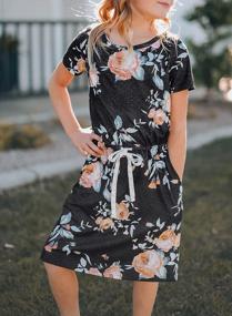 img 2 attached to Stylish And Comfortable: GOSOPIN Girls Summer Floral T-Shirt Dress For Casual And Boho Outfits