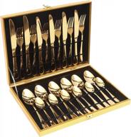 upgrade your table setting with lightahead's 24pcs gold colored cutlery set in an attractive golden gift box logo