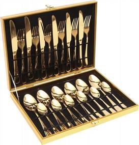 img 1 attached to Upgrade Your Table Setting With Lightahead'S 24Pcs Gold Colored Cutlery Set In An Attractive Golden Gift Box