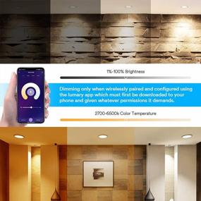img 2 attached to Умное светодиодное встраиваемое освещение Ultra WiFi Can Lights 6-дюймовые потолочные светильники 15W 2700K-6500K 1200LM Регулируемый цвет, синхронизация музыки, совместимость с Alexa Google Assistant