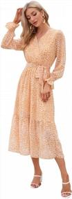 img 1 attached to Women'S Boho Floral Long Sleeve Wrap V-Neck Ruffle A-Line Flowy Casual Spring Fall Maxi Dress