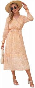 img 2 attached to Women'S Boho Floral Long Sleeve Wrap V-Neck Ruffle A-Line Flowy Casual Spring Fall Maxi Dress