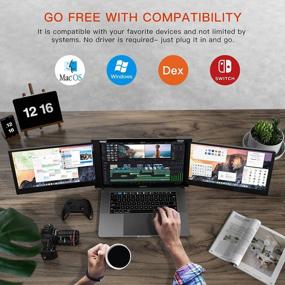 img 1 attached to L LIMINK S19 Portable Kickstand Compatible 14" Ultrawide LCD IPS Screen, 60Hz, No Driver Required, Foldable 235°+180°
