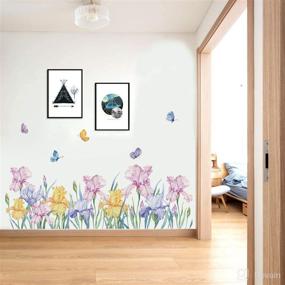 img 2 attached to 🌸 Enhance Your Space with Runtoo Flower Butterfly Wall Decals: Iris Floral Garden Wall Art Stickers for Girls Bedroom, Living Room, Kids Nursery Décor