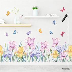 img 4 attached to 🌸 Enhance Your Space with Runtoo Flower Butterfly Wall Decals: Iris Floral Garden Wall Art Stickers for Girls Bedroom, Living Room, Kids Nursery Décor