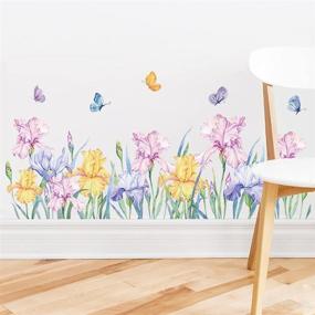 img 3 attached to 🌸 Enhance Your Space with Runtoo Flower Butterfly Wall Decals: Iris Floral Garden Wall Art Stickers for Girls Bedroom, Living Room, Kids Nursery Décor