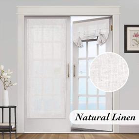 img 3 attached to Thermal Insulated Tie Up Shade Door Window Curtains - PrinceDeco Natural Linen French Door Curtains With Privacy And Light Reducing Features, Perfect For Glass Doors, 26 X 68 Inches, White (1 Panel)