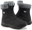 women's winter boots: mid calf fur lined warm snow booties with waterproof non slip comfort logo